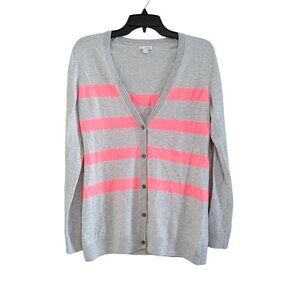 Gap Women's  Button Up Cardigan Sweater Size Medium Gray Pink Long Sleeve